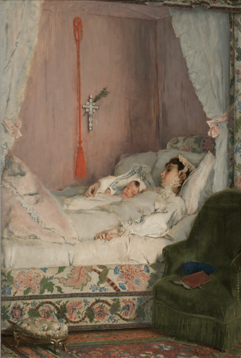 阿爾弗雷德．史蒂文斯（Alfred Stevens），《母親》，約1870年，油彩、木板，63.5×43.2公分，Worcester Art Museum Purchase, 1913.1