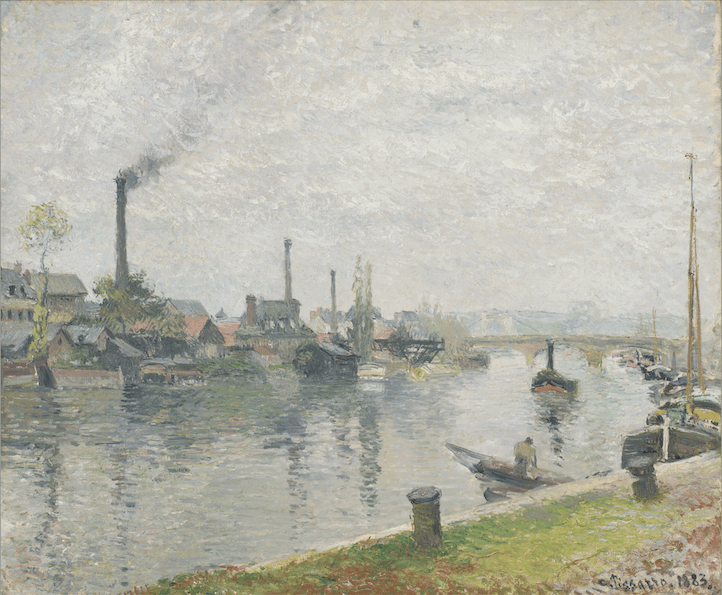 卡米耶．畢沙羅（Camille Pissarro），《魯昂的拉克魯瓦島》，1883年，油彩、畫布，54.3×65.6公分，Gift from the Estate of Robert W. Stoddard, 1998.213