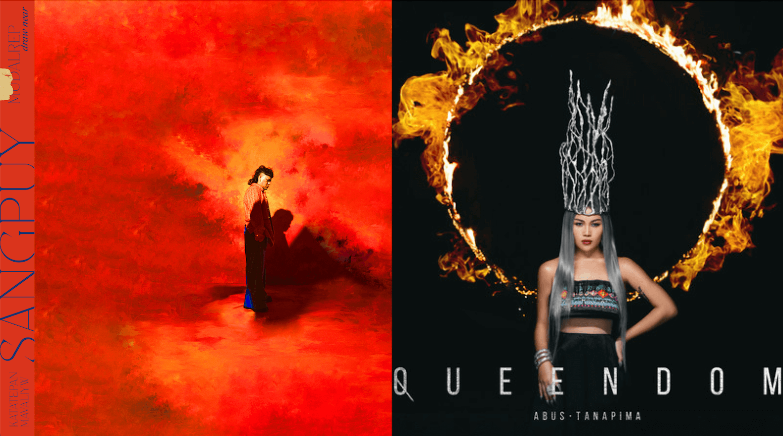 桑布伊《靠近mudalrep》(左)、阿布絲・塔娜比瑪《BUNUN 布農》(右)