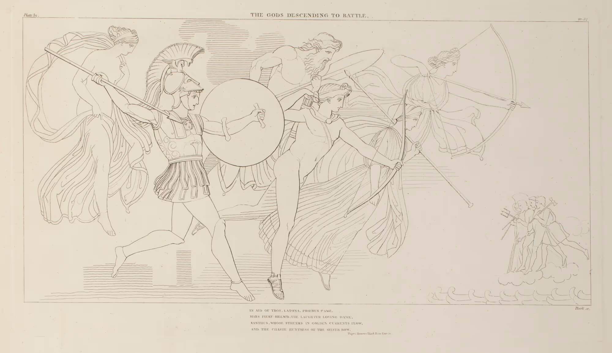 After John Flaxman RA  The Gods Descending to Battle, 1 March 1805