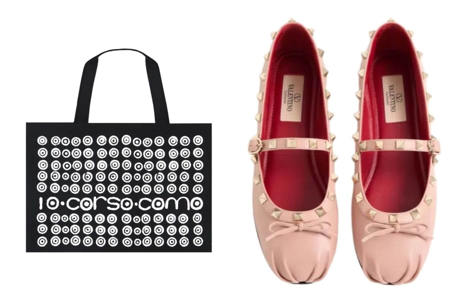左：10 Corso Como 托特包，右：Valentino 平底鞋