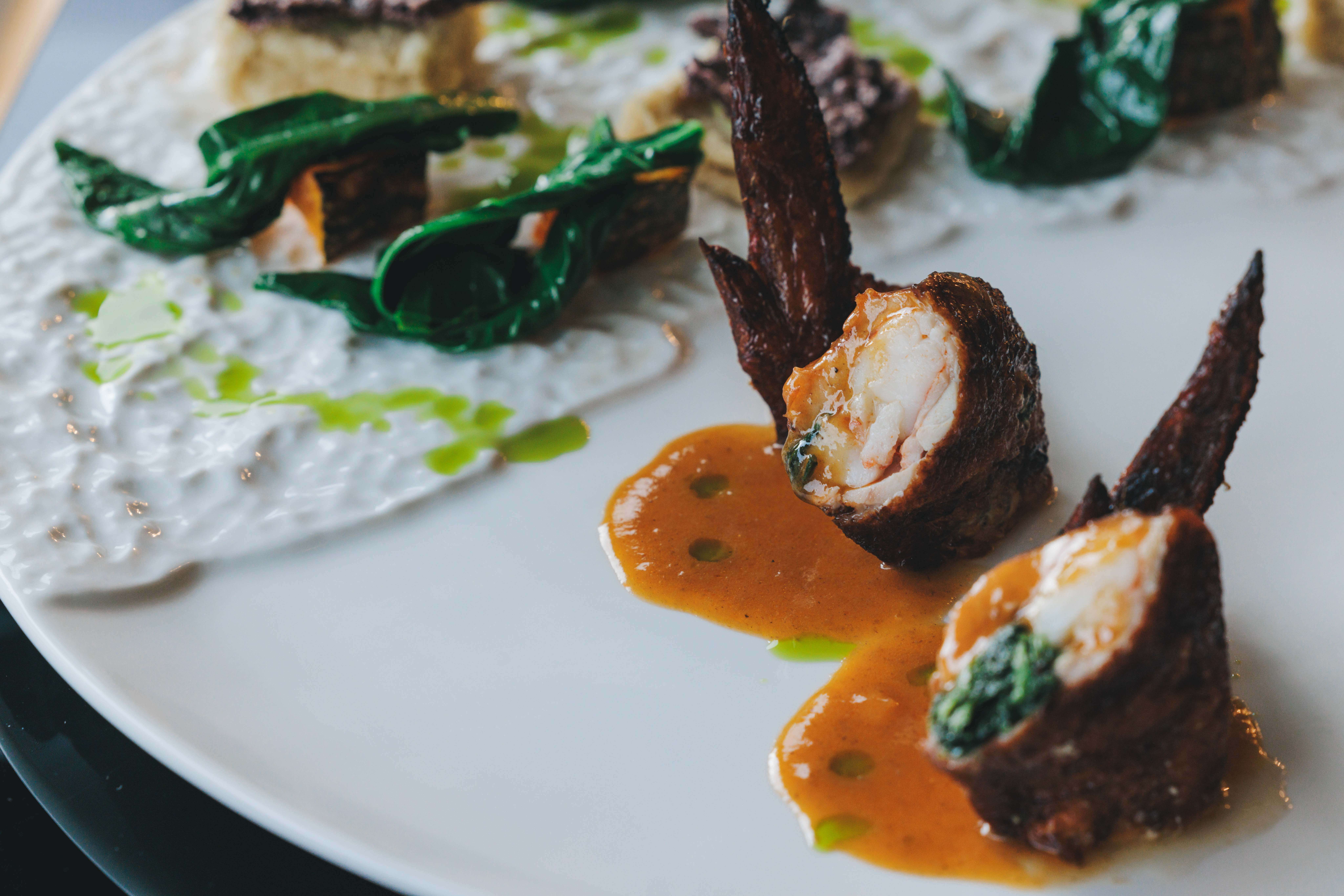 菠菜海虎蝦鑲鳳翼