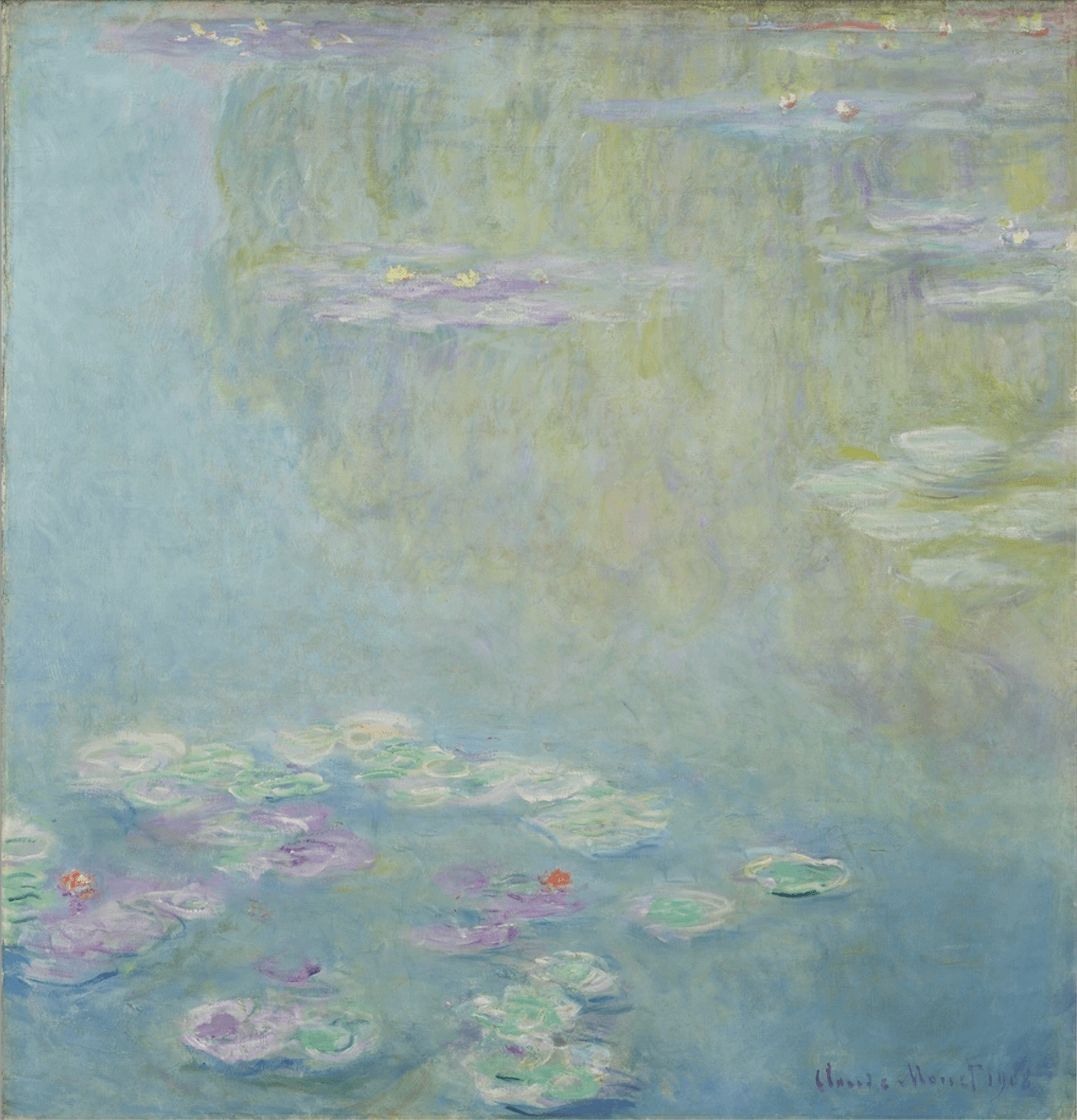 克勞德．莫內（Claude Monet），《睡蓮》，1908 年，油彩、畫布，94.8×89.9 公分，Worcester Art Museum, Museum Purchase, 1910.26