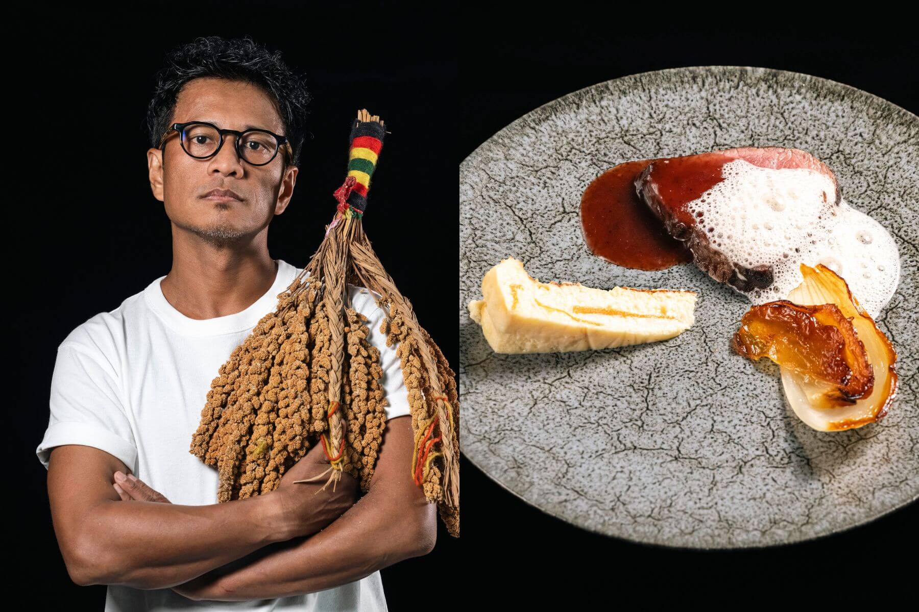 彭天恩主廚與「AKAME牛三吃」。