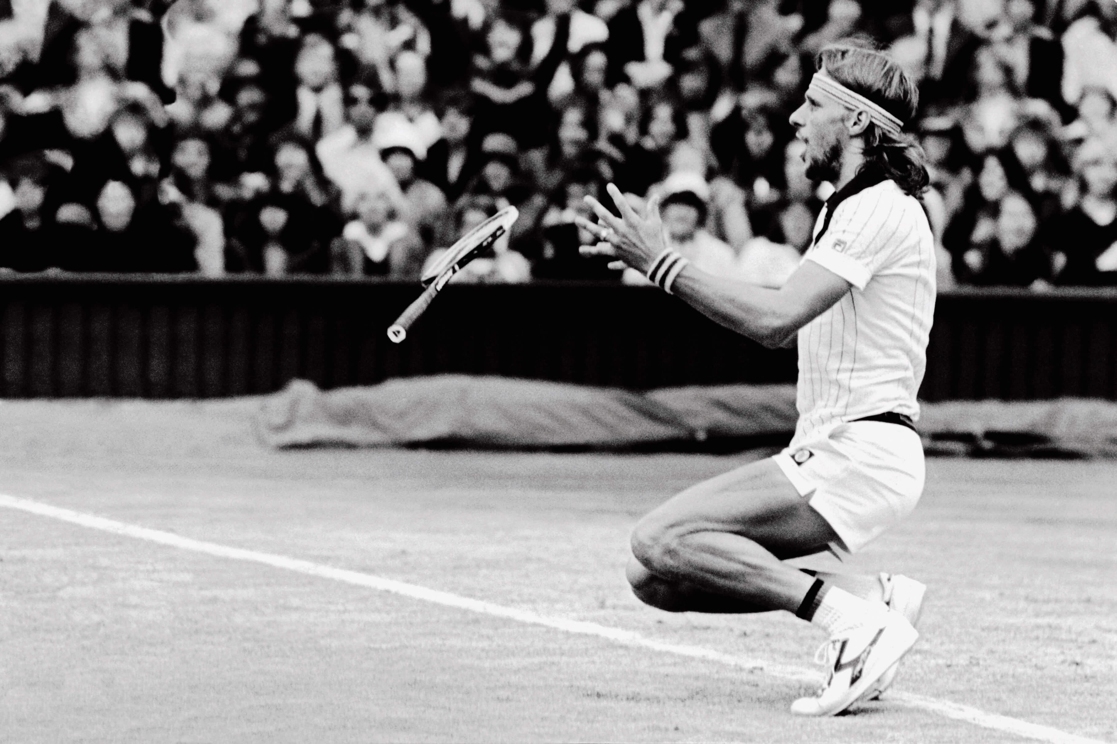 勞力士代言人比Björn Borg，慶祝1978年連續第三次贏得溫布頓網球公開賽男單冠軍。