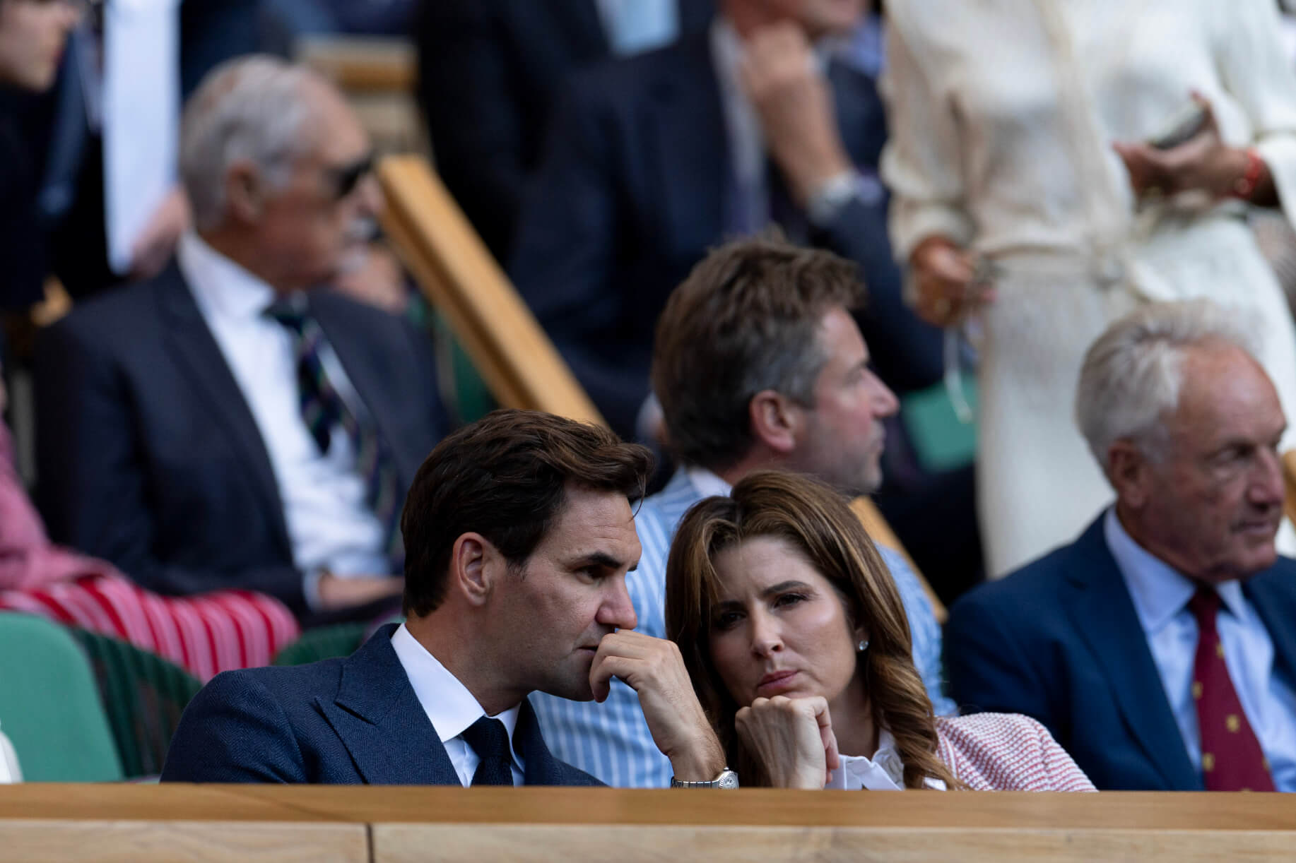 勞力士代言人、球王Roger Federer在皇家包廂觀看比賽。