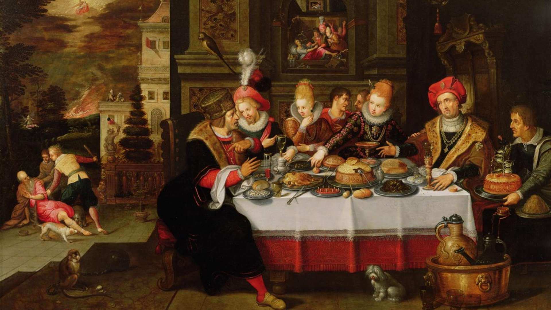 Gaspar van den Hoecke, 《拉撒路與富人的餐桌》, 17世紀初期