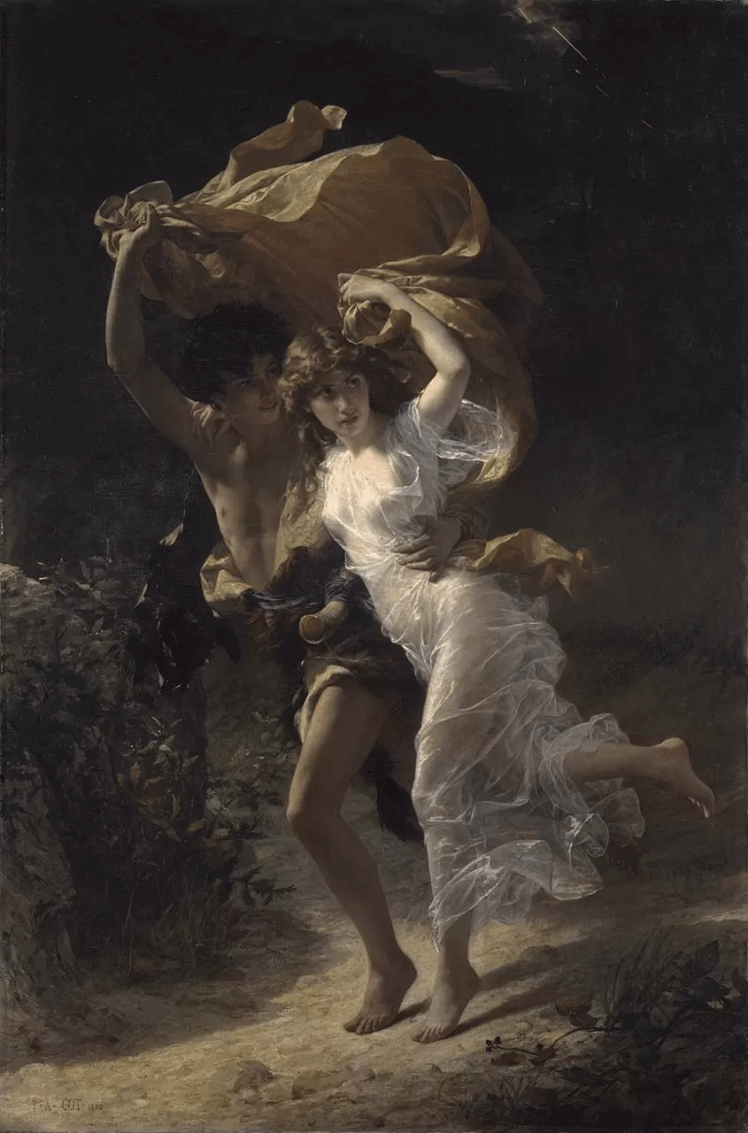 皮耶考特，《風雨》，油畫畫布，1880，大都會博物館典藏。