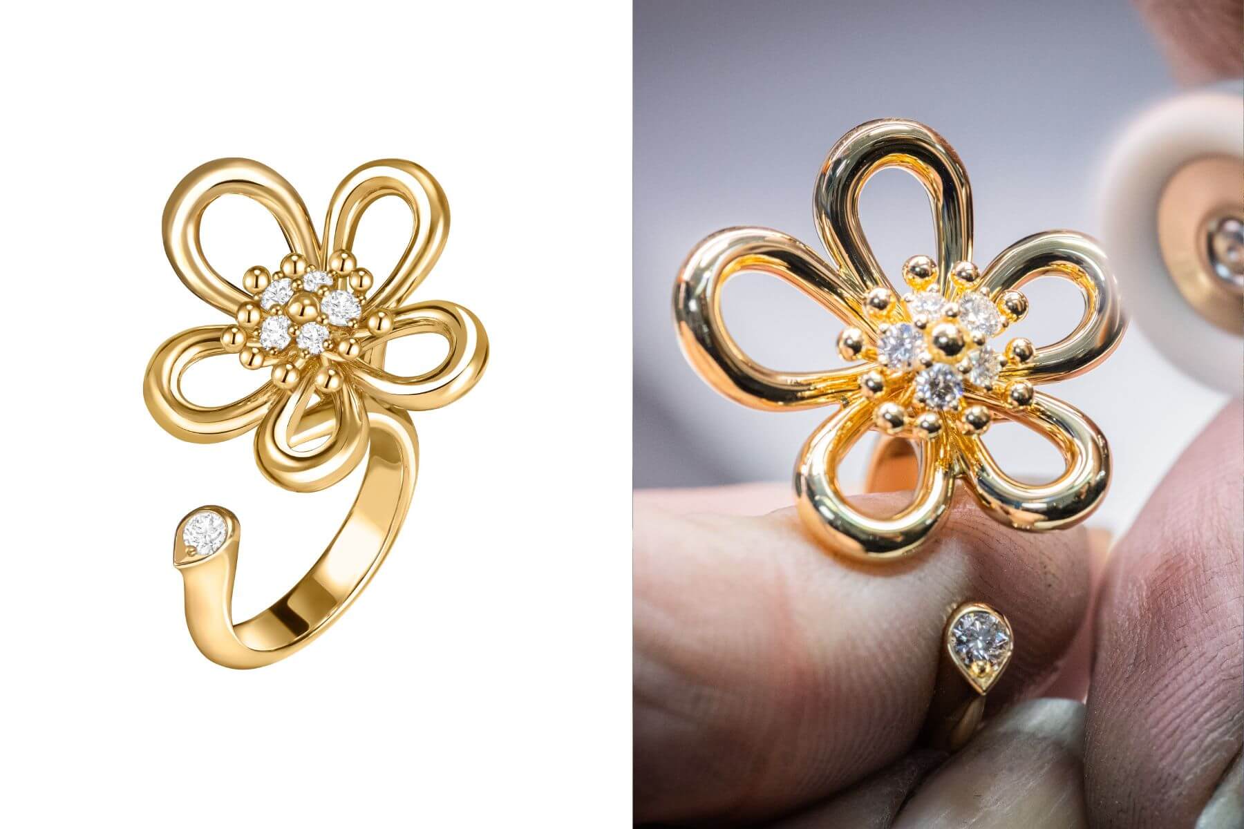 Flowerlace Between the Finger指間戒，小型款式。