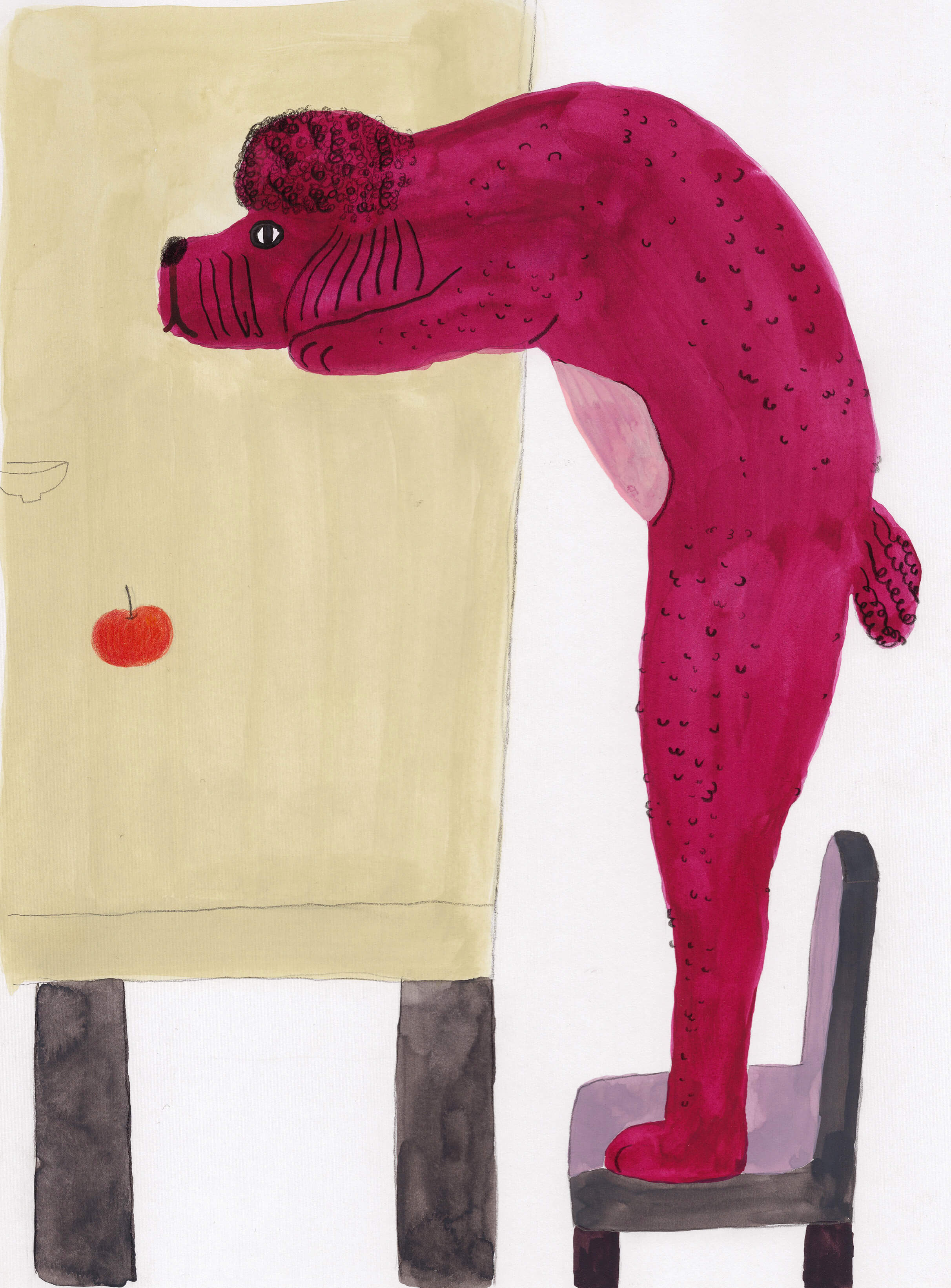藝術家 hank在畫圖的路上帶來「狗趴在桌子上」作品，理念源自日常觀察，畫出人類最好朋友那些生活中有點無釐頭、讓人會心一笑的狗狗小劇場。