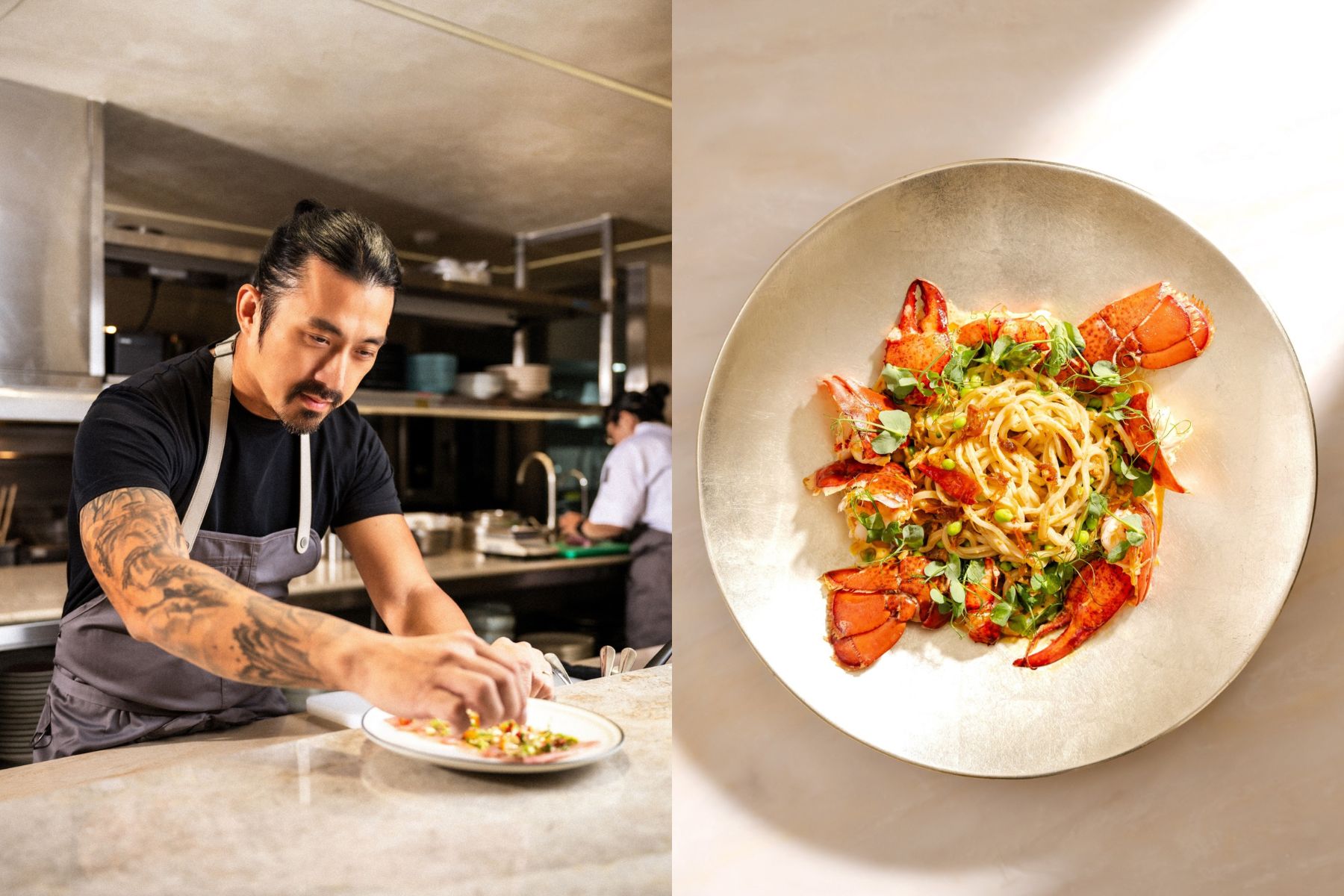 米其林星廚林明健(Chef Kin)與拾楀餐飲股份有限公司創辦人、同時也是餐飲圈好友曾柏憲共同打造全新輕奢餐廳「Golden」。(圖/Golden)
