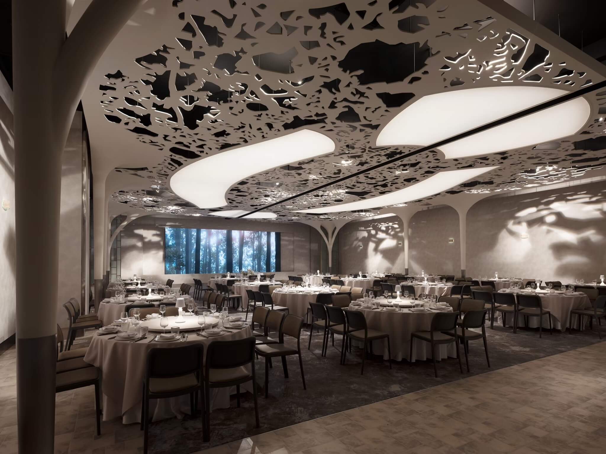 超現實概念空間「大地Terra」（上）及「光影Luma」（下），分別以大自然為靈感來源，創造出獨樹一格的優雅氛圍。