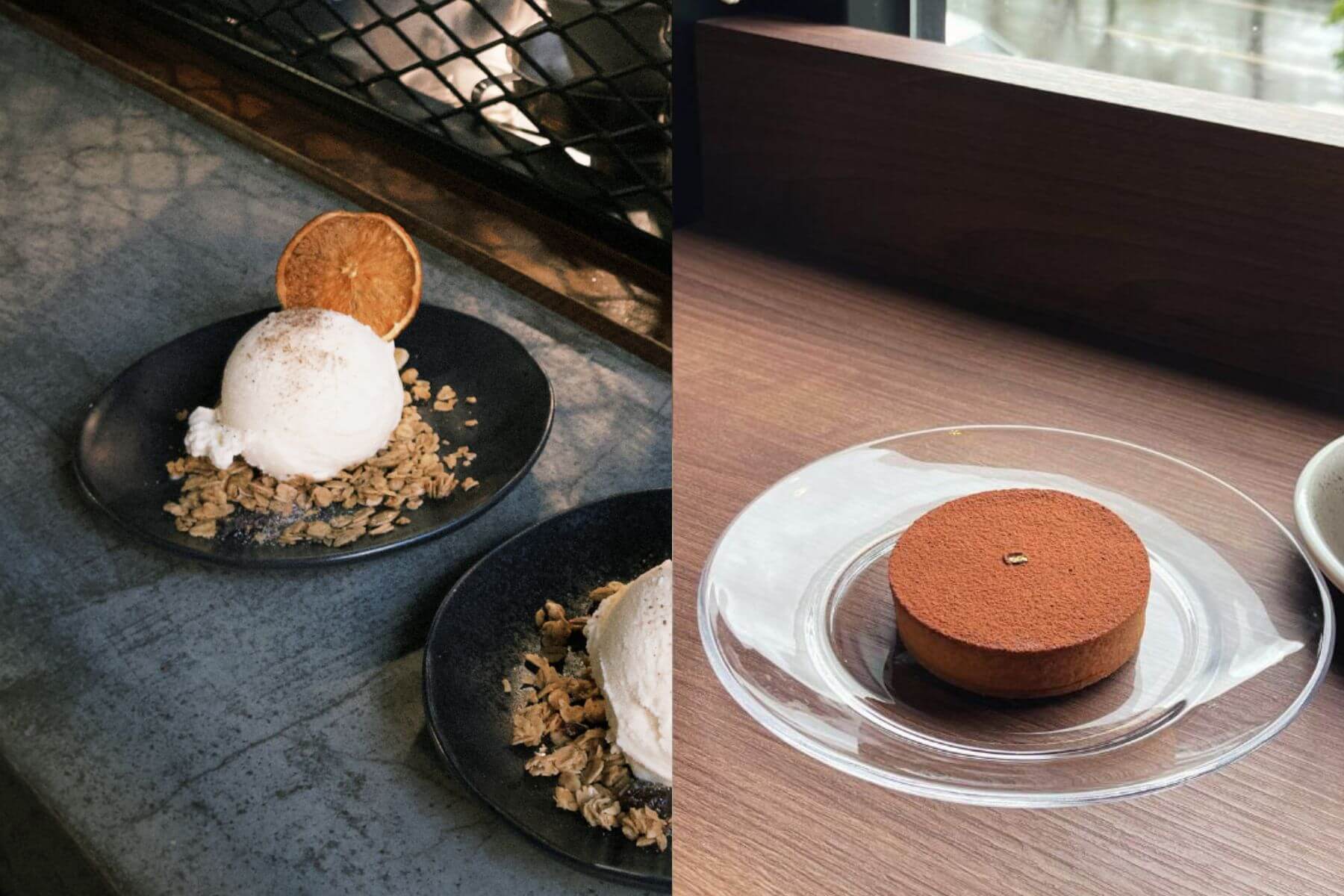 左為香料冰淇淋，右為香料紅酒生巧克力塔。（圖/詠鑠生活YSLC）