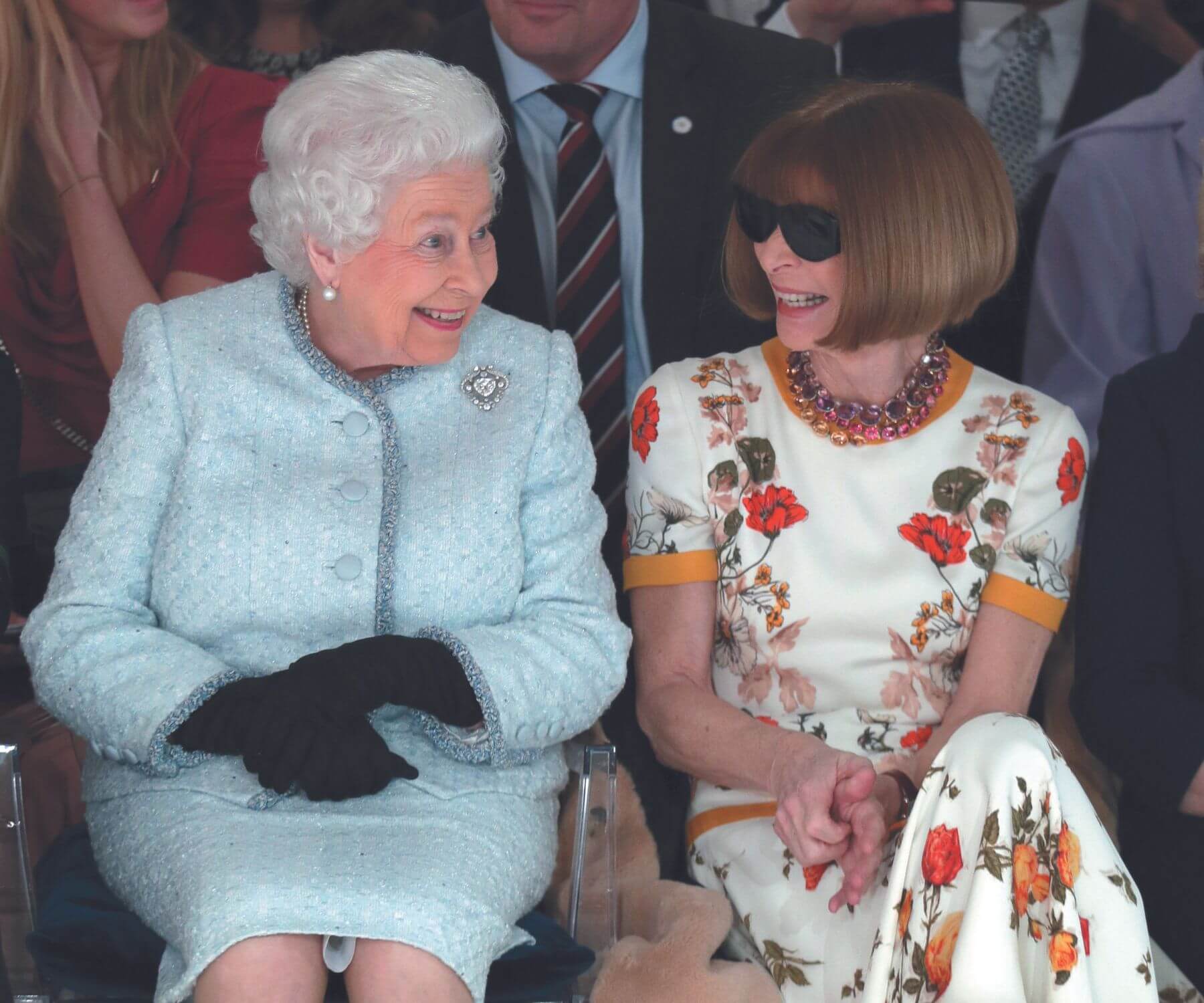 2018年2月，安娜和伊莉莎白女王二世在倫敦一場時裝秀上。（攝影／莫瑞）