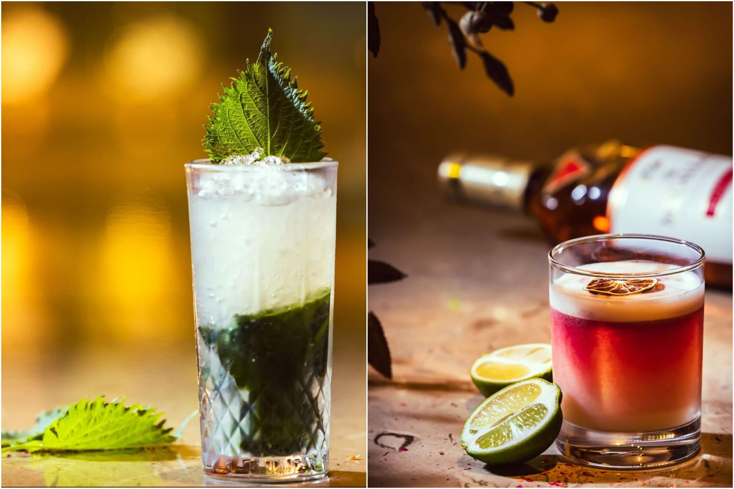 清爽的「無酒精紫蘇mojito」讓不喝酒的人也能盡情享受（左圖）；「長島冰茶II」酸甜交織，帶出平衡細膩口感（右圖）