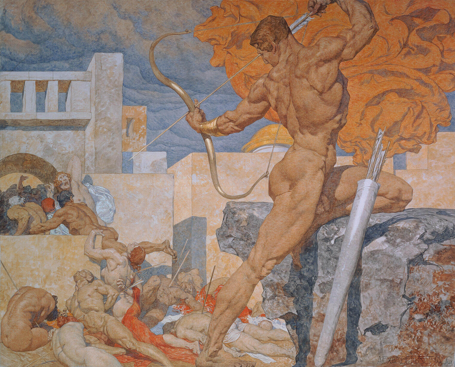 Alexander Rothaug (1870-1946), Apollo, sending out the plague arrows