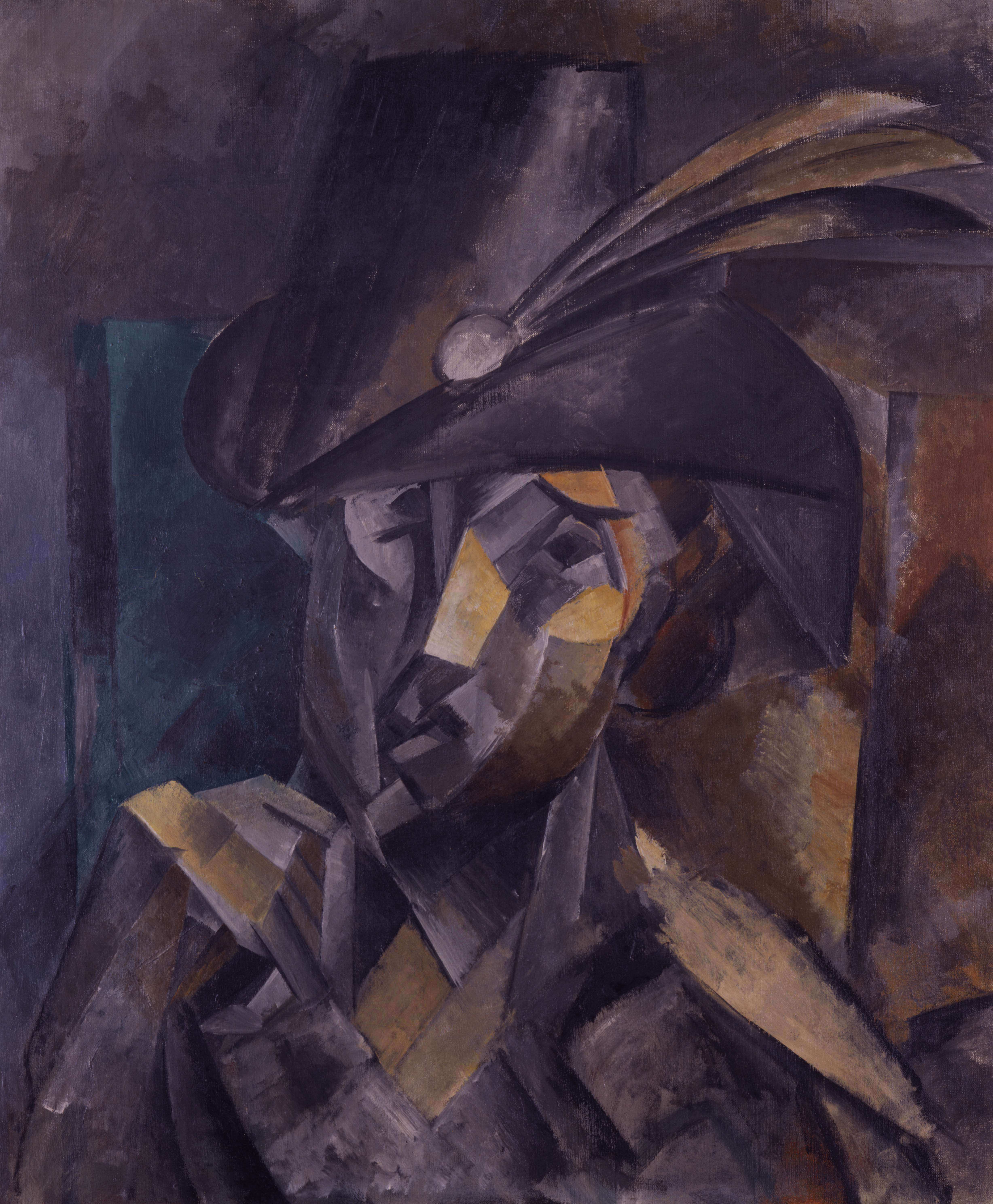 巴勃羅・畢卡索（Pablo Picasso），《戴黑帽的女子》，1909年，油彩、畫布。圖／Toledo Museum of Art