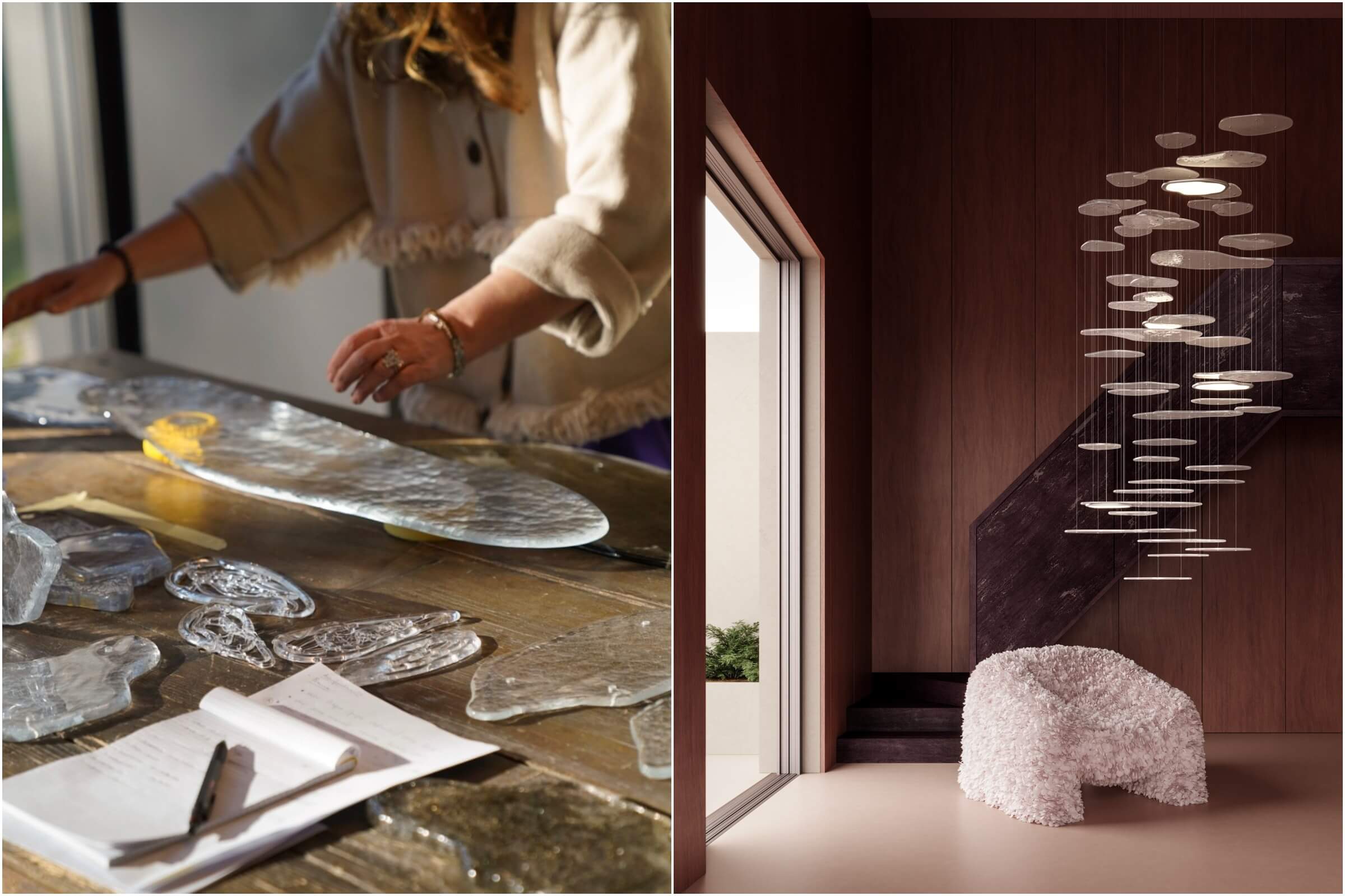 Bruma捕捉了威尼斯冬日籠罩城市的濃霧意象，隨著視角移動而產生細微的透視變化與明暗層次，如同一座靜靜佇立於空間中的光之雕塑。