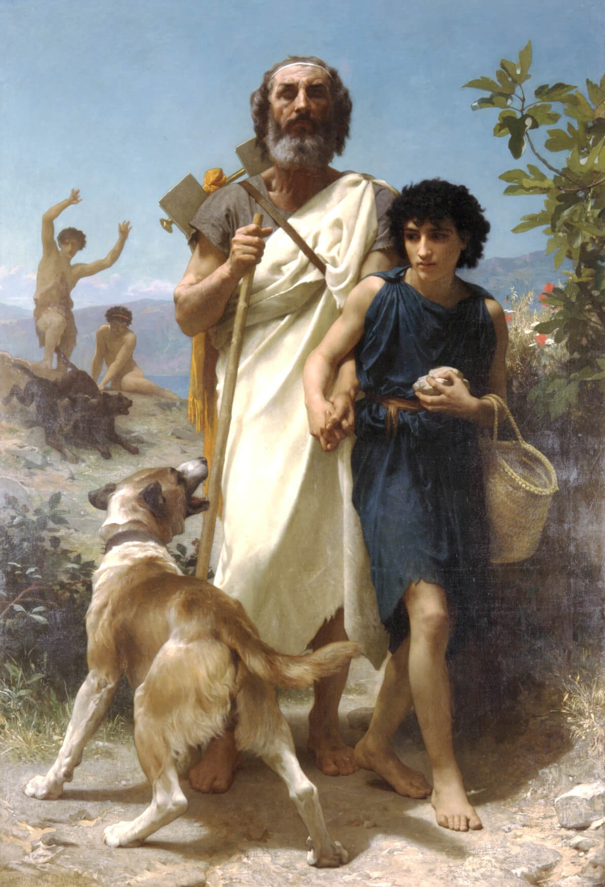 《荷馬和他的嚮導》（Homer and His Guide），威廉-阿道夫‧布格羅（William-Adolphe Bouguereau）1874。