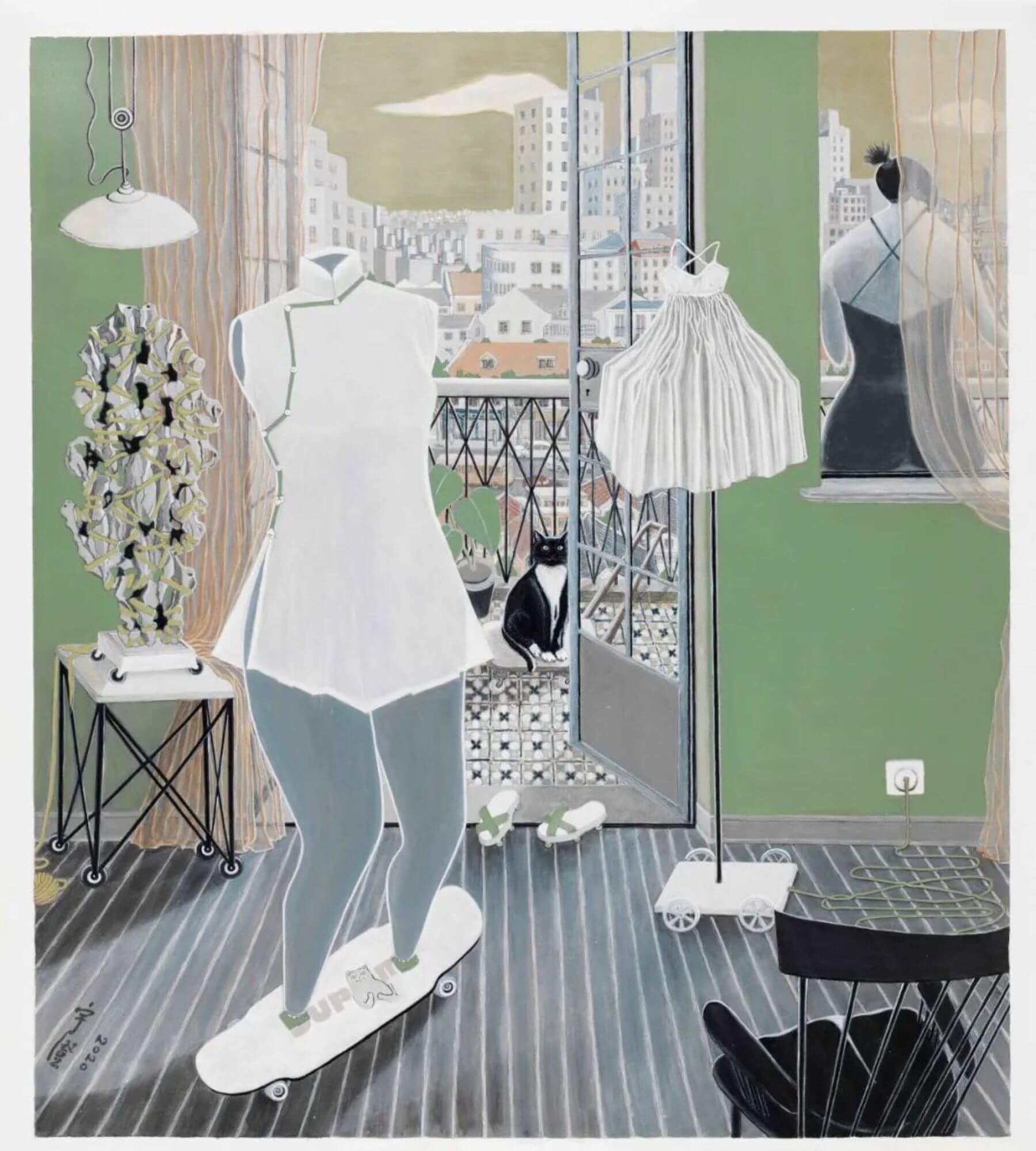 金宇澄〈滑輪〉，2020，紙本丙烯，119.3x105cm。