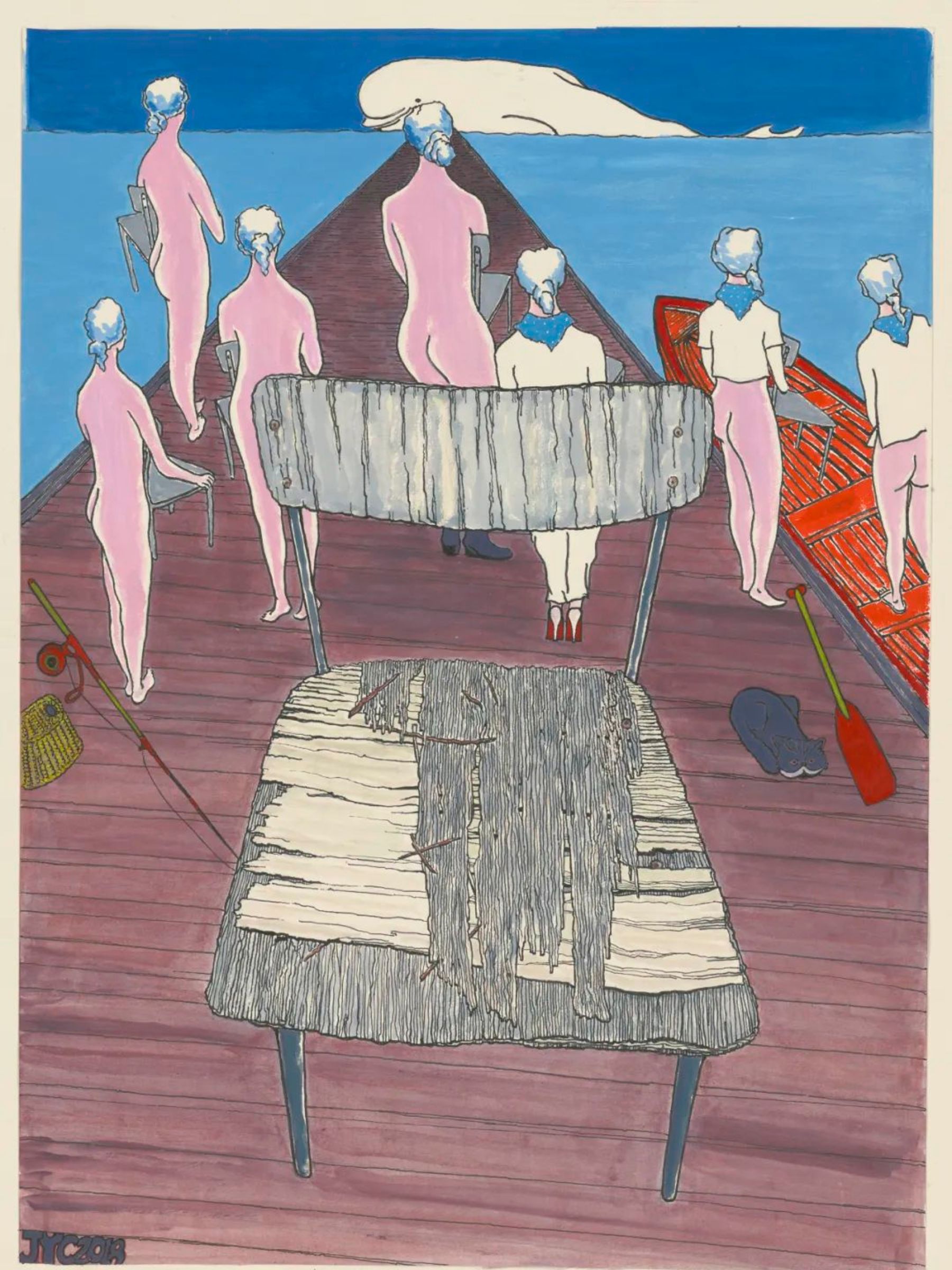 金宇澄〈白鯨〉，2018，紙本丙烯，70x51.7cm。