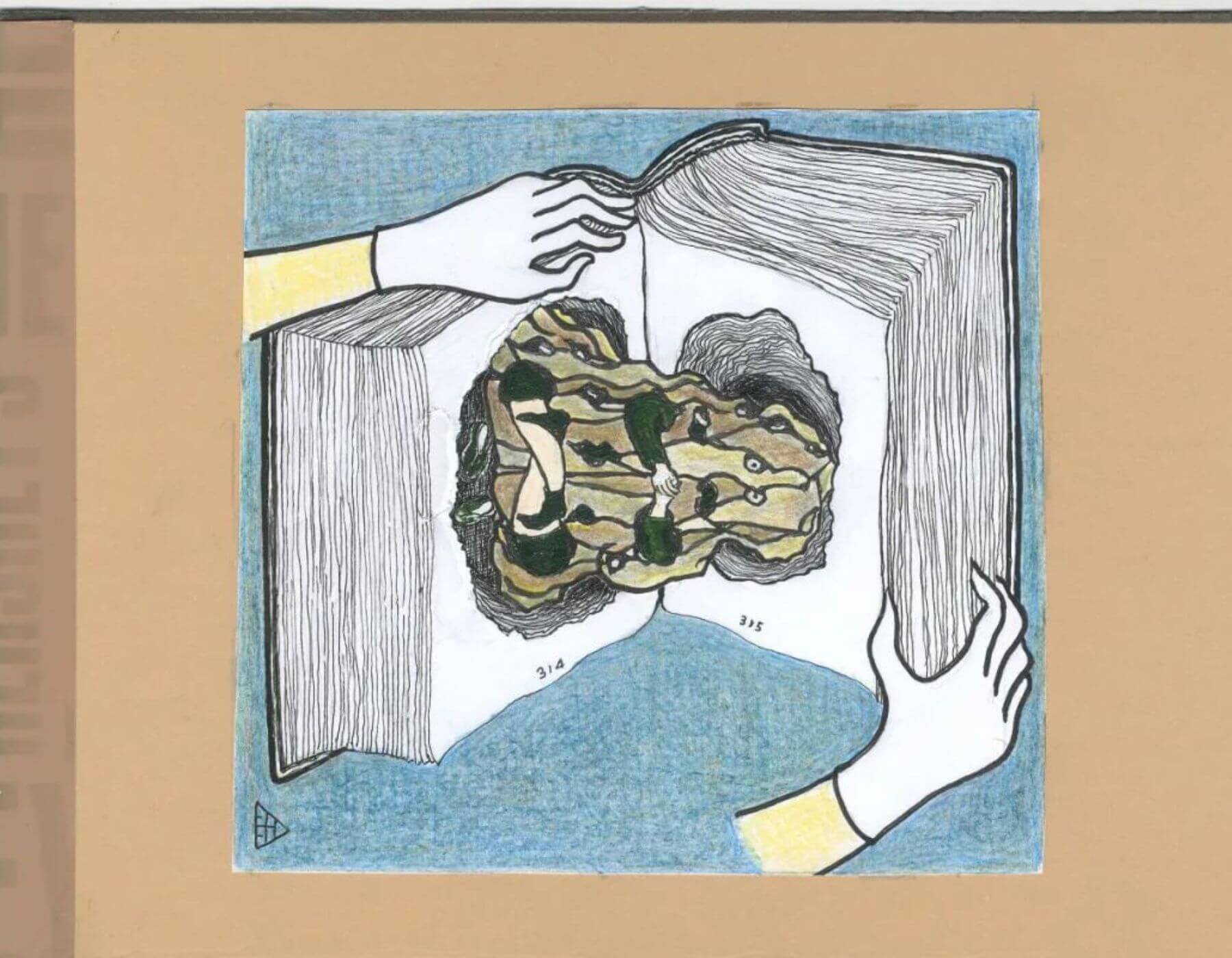 金宇澄〈太湖石3〉，2020，紙本拼貼彩鉛，16.2x15.6cm。