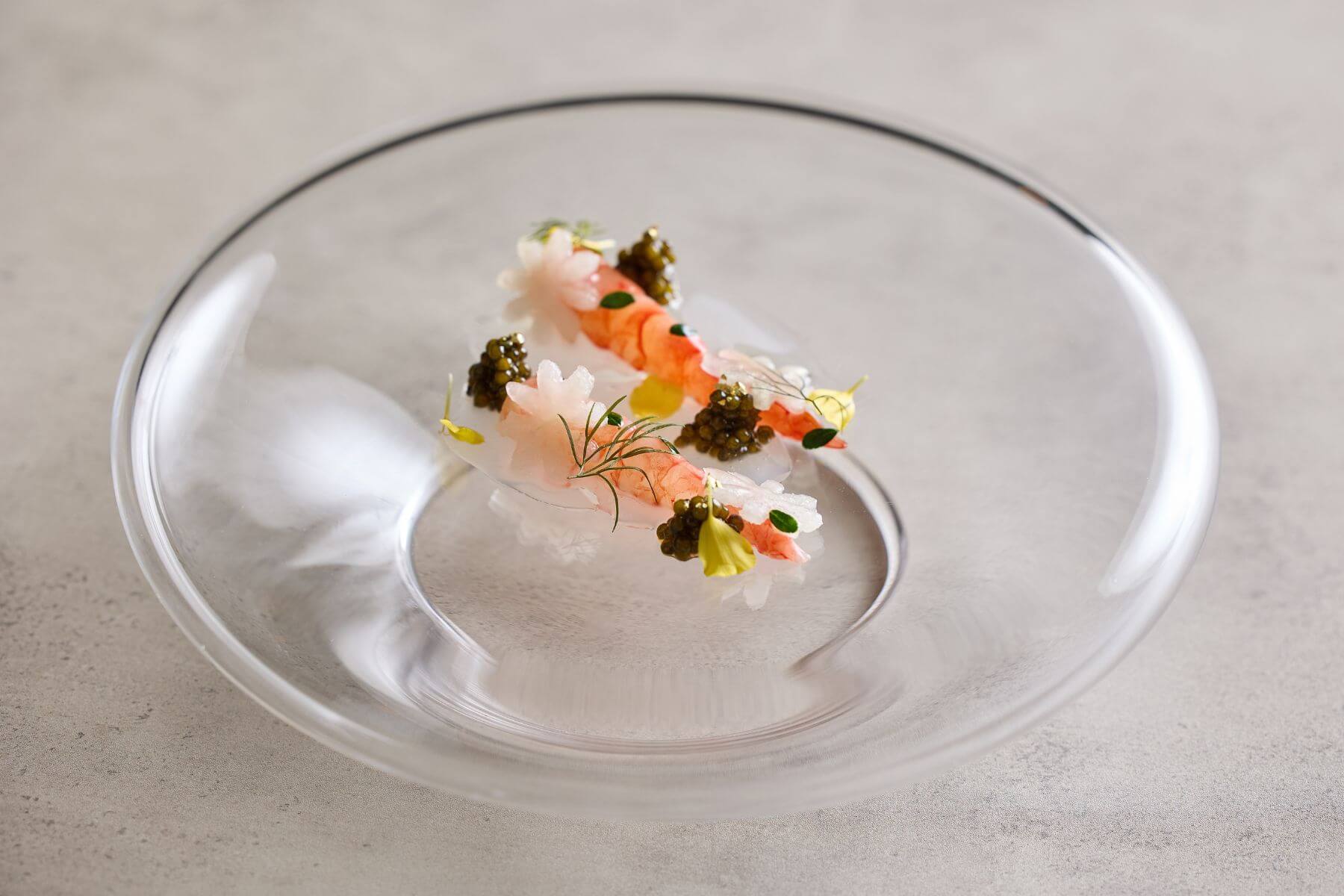 溫潤｜龜山島胭脂蝦/發酵甘露梨/丁香/Oscietra魚子醬。（圖/le beaujour芃卓）