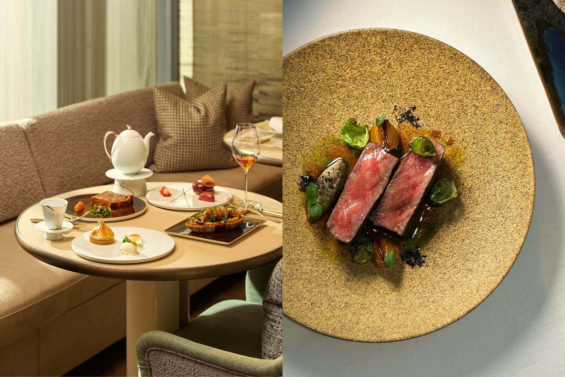 芃卓同步推出全日單點品項，右為「澳洲巧克力和牛/孢子甘藍/巧克力薄荷/茄子」。（圖/le beaujour芃卓、攝影/Eugenia Yang）