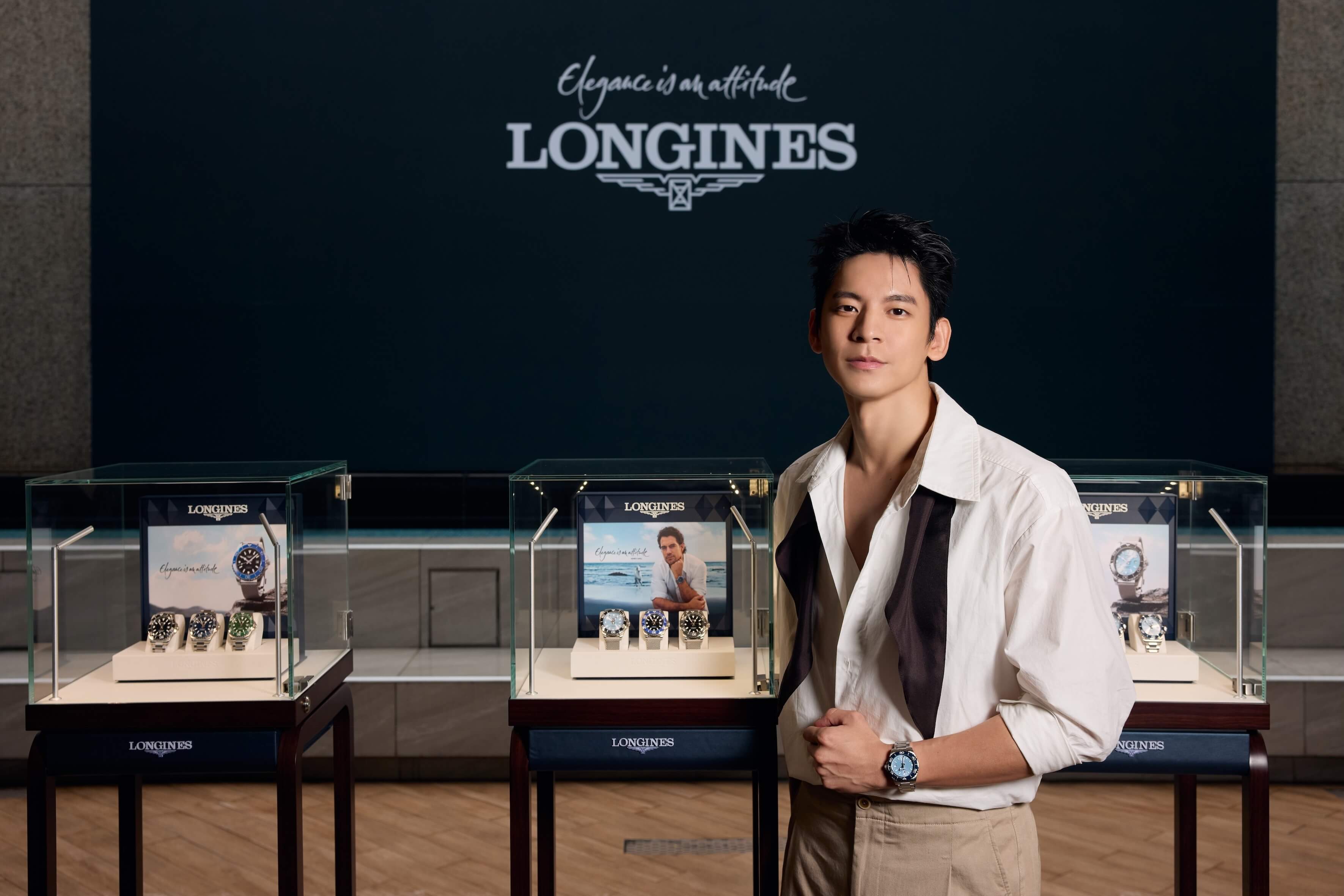 林柏宏於發表會上配戴HYDROCONQUEST深海征服者系列腕錶為浪琴表站台