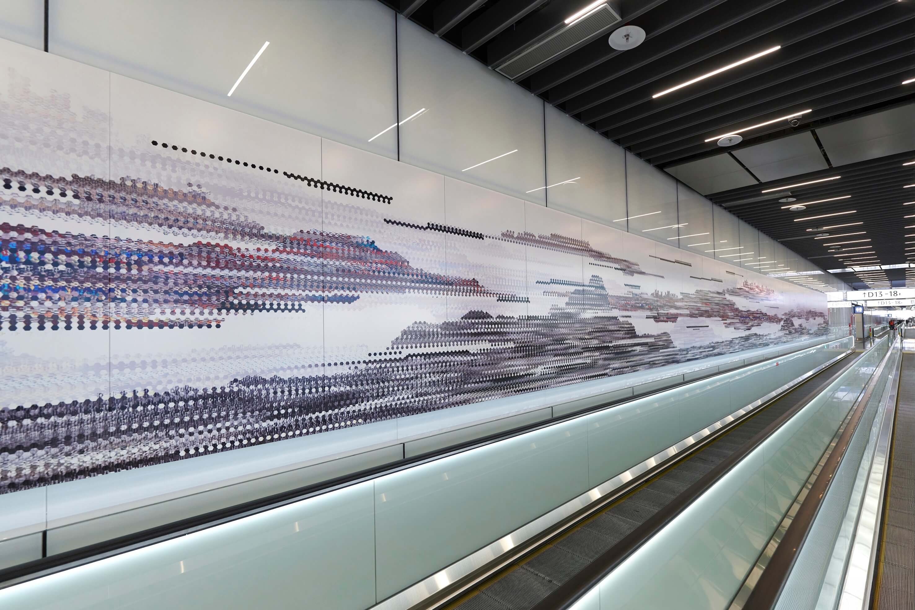 〈天際浮影〉以數位技法呈現夜間台灣城市景象。