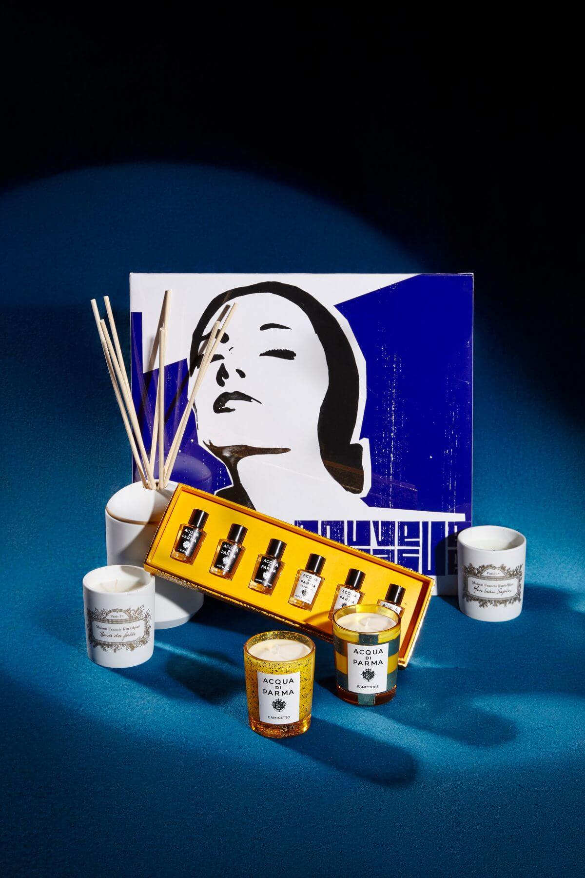 圖 ∕ Maison Francis Kurkdjian 居家擴香、Maison Francis Kurkdjian 「Baies Des Lunes 幸運守候蠟燭」、Acqua di Parma 流金璀璨經典隨行香氛禮盒、Acqua di Parma 2024 流金璀璨「Caminetto 暖冬火焰」&「Panettone濃情潘尼」限量版香氛蠟燭、Maison Francis Kurkdjian「Mon Beau Sapin耶誕冷杉蠟燭」