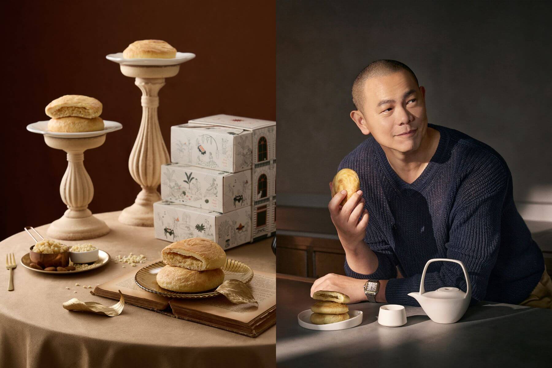 主廚江振誠以法國經典糕餅國王派為靈感，重新詮釋傳統太陽餅。