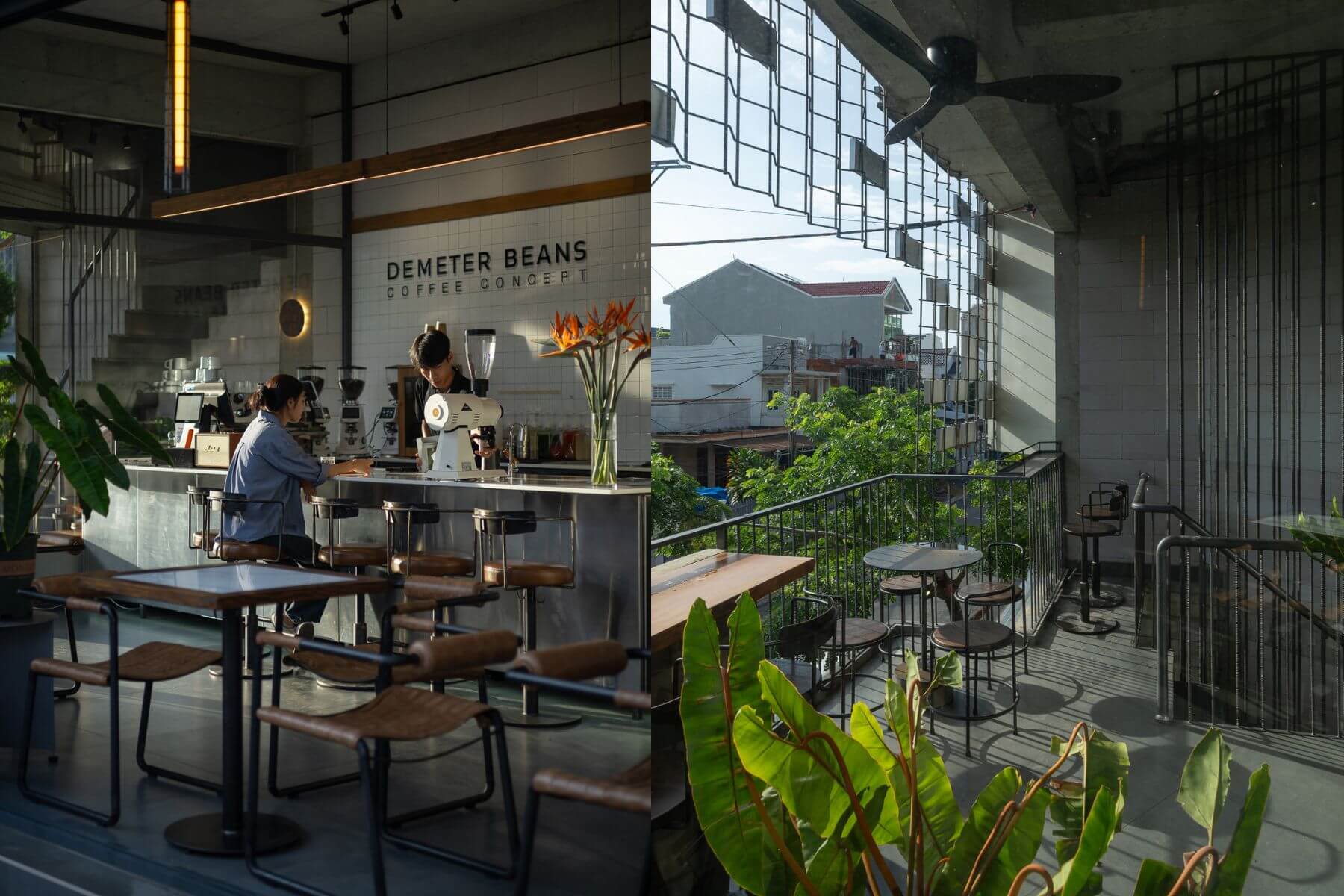 DEMETER BEANS 建築立面的壓紋鐵板、不同盒狀量體，創造出動態視覺感。 © Demeter Beans ll Coffee Shop and D-Apartment