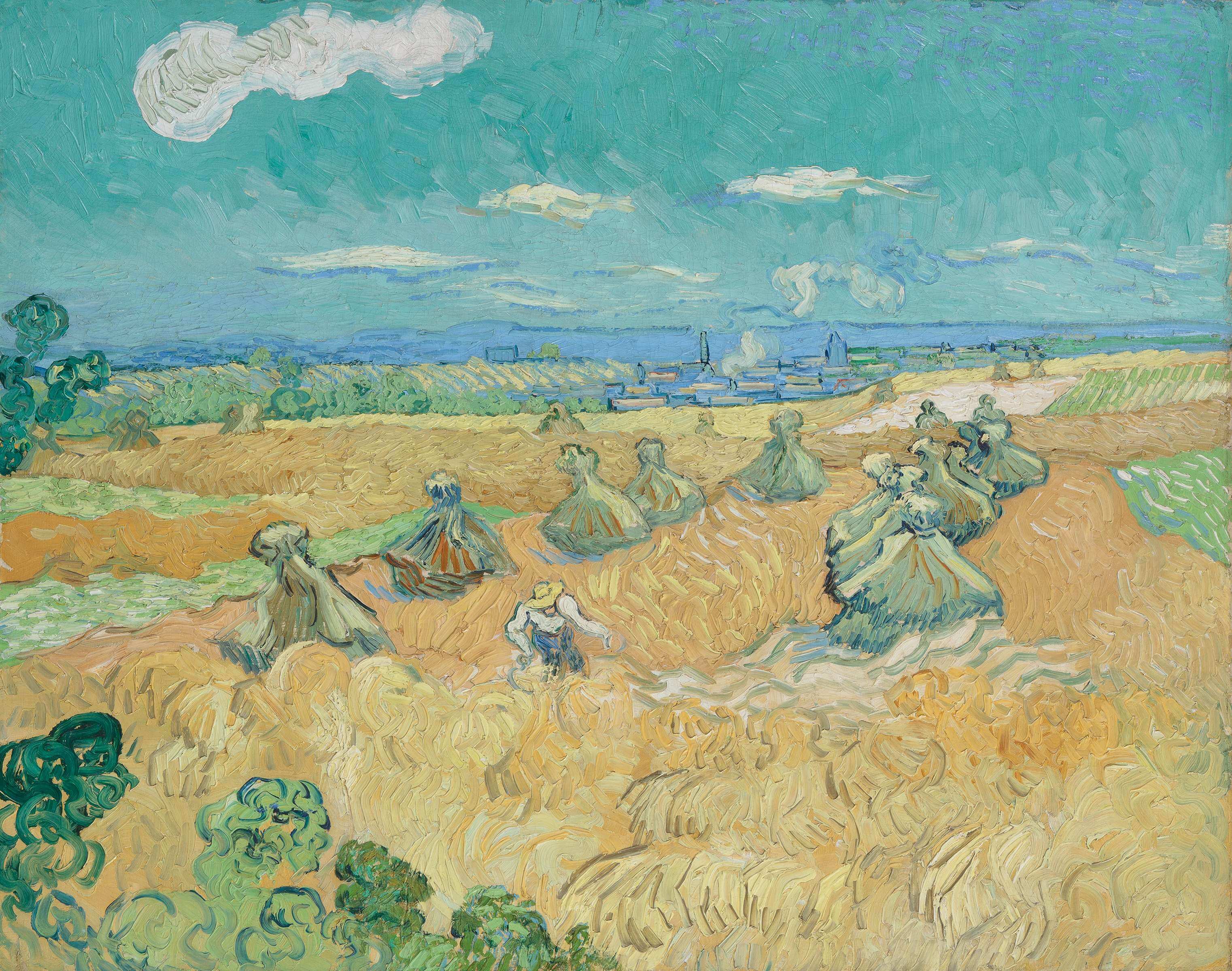 文森・梵谷（Vincent van Gogh），《奧維的麥田與收割者》，1890年，油彩、畫布。圖／Toledo Museum of Art