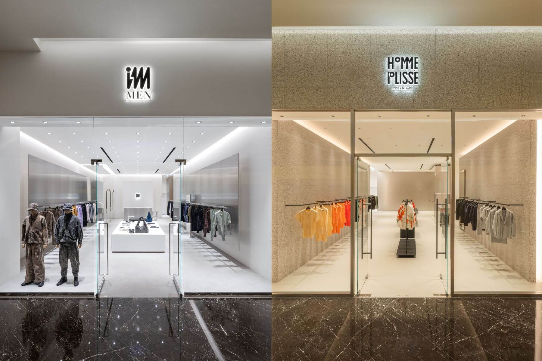IM MEN 與 HOMME PLISSÉ ISSEY MIYAKE 睽違八年重返高雄，以「銀白科技」與「灰階大理石」店裝，演繹當代理性紳士的穿衣哲學