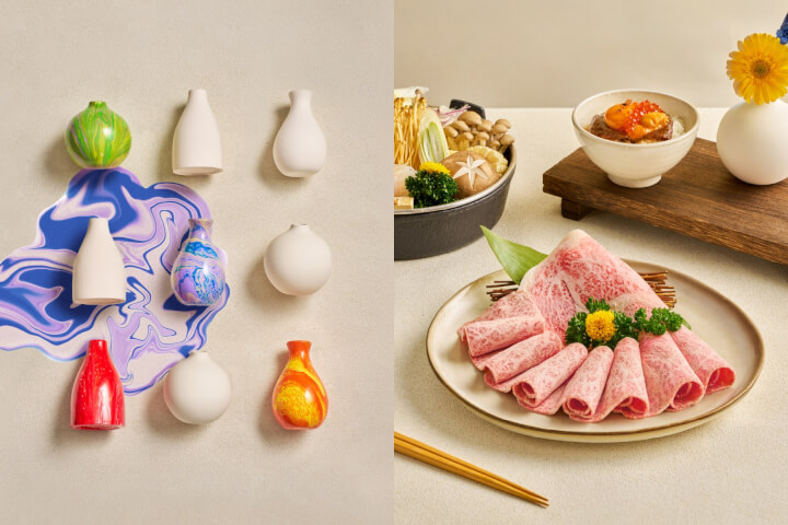 Extension 1 by 橘色「期間限定」壽喜燒套餐：熊本A5和牛雙享，與一場流體花瓶藝術體驗